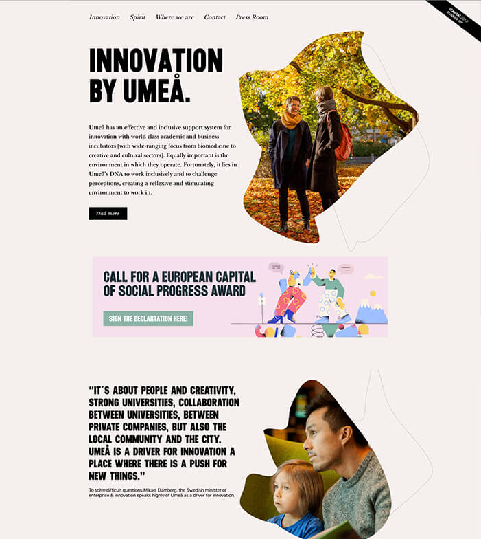 Startsida på Innovation By Umeå